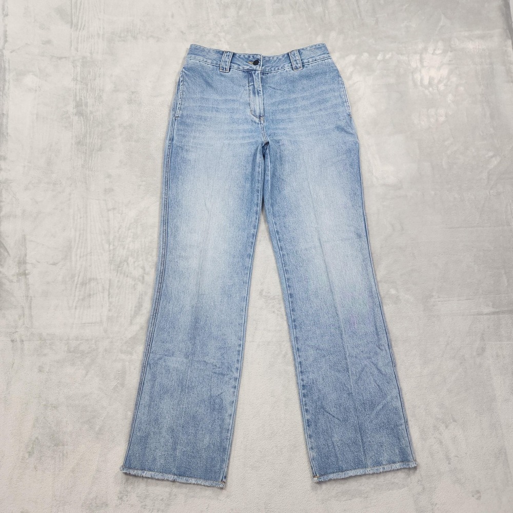 Saint Art Jeans Womens S/4 Blue Nessa High‎ Rise Straight Leg Raw Hem Light Wash